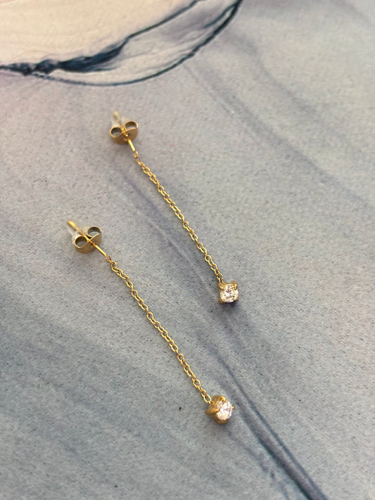 solitaire Shine Needle Earring