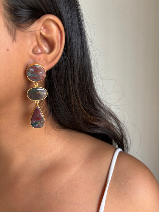 Benitta Natural Stone Dangler-Brass