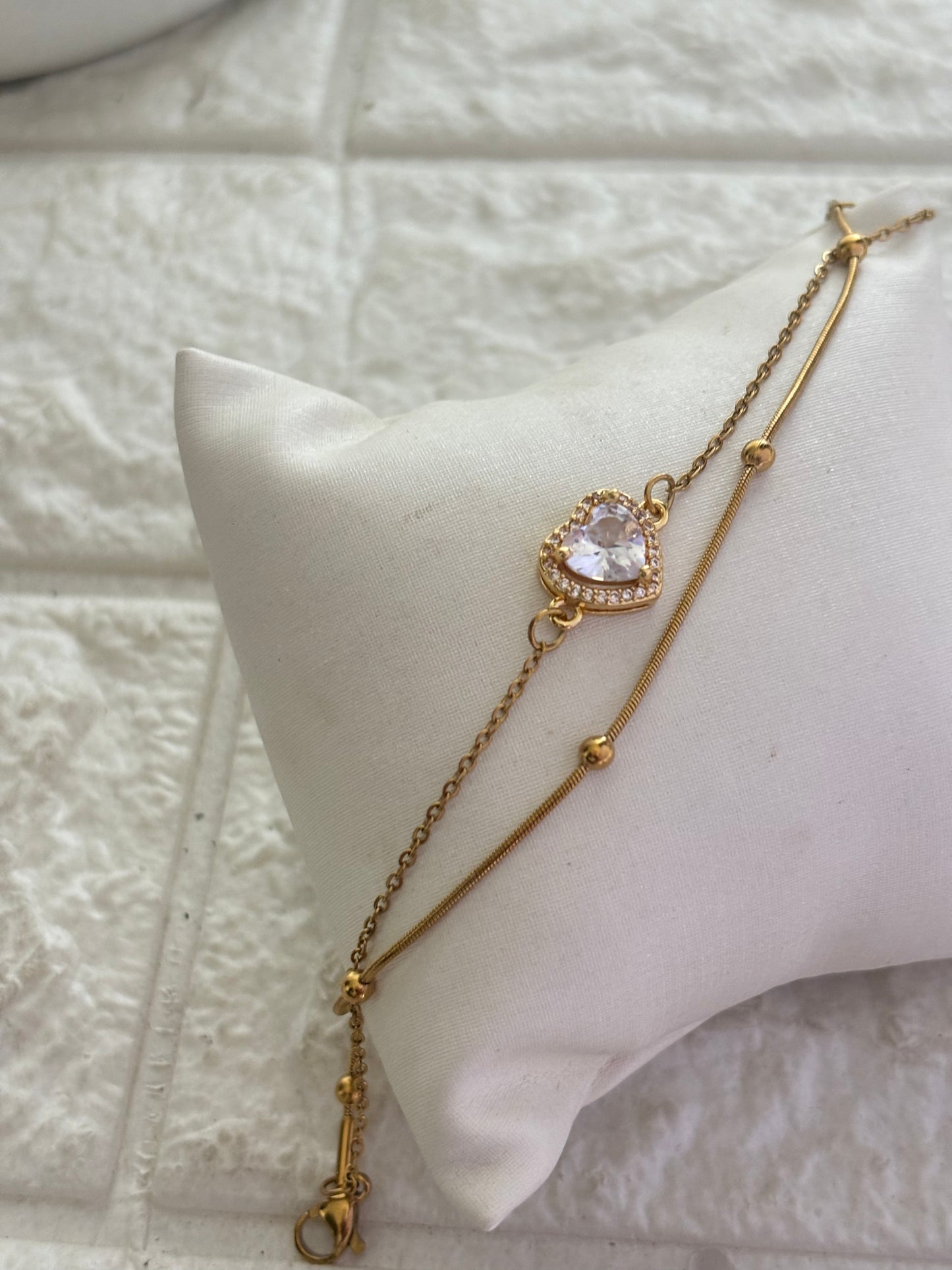 Solitaire Heart Layered Bracelet