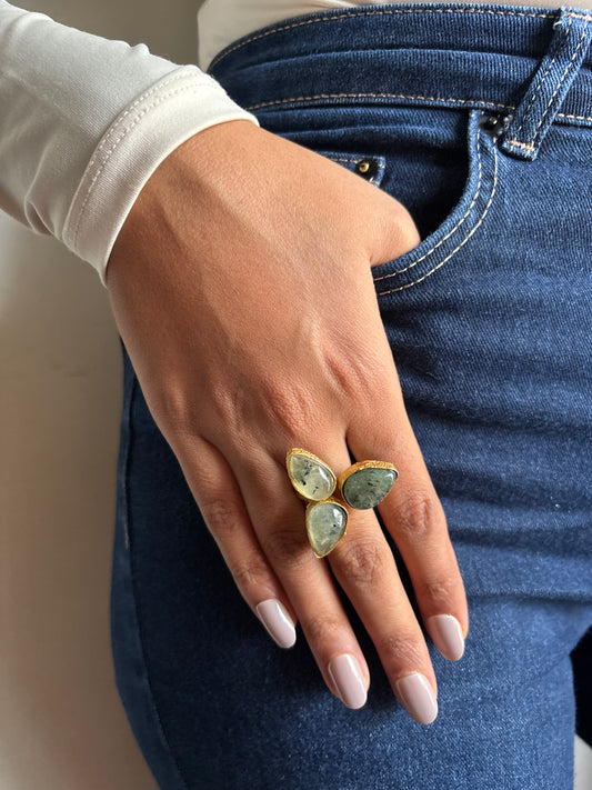 Cat Eye Flora Adjustable Ring - Brass