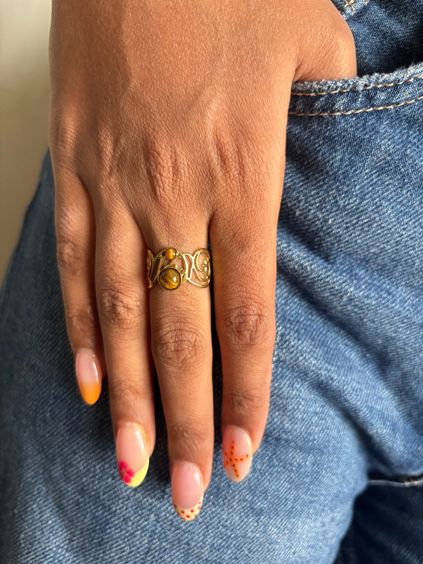 Tiger Aura Adjustable Ring