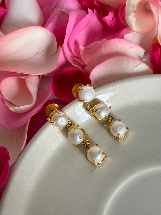 Natural Pearl Drop Brass  Danglers