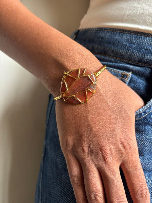 Flin stone Adjustable Cuff- Brass