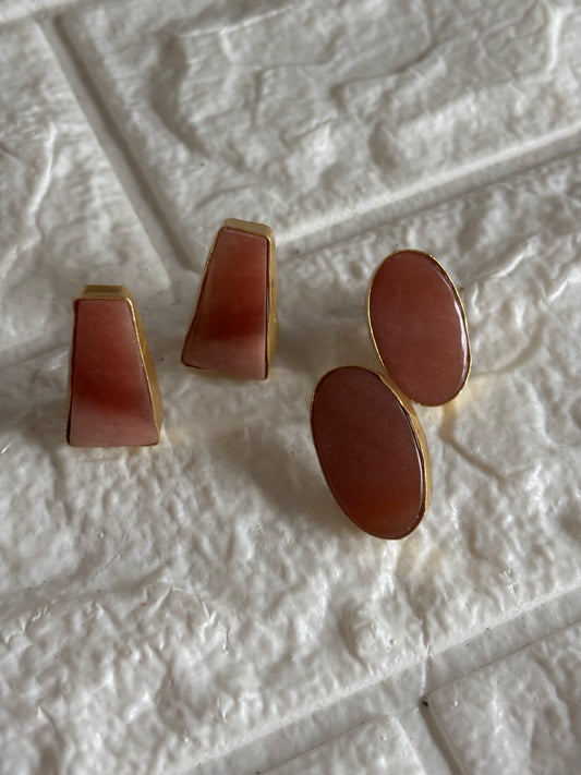 Earthy Ombre Natural Stone Studs-Brass
