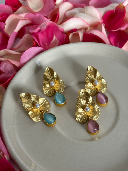 Leaf Brass Drop Earrings