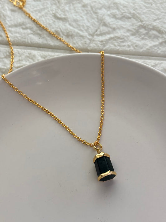 Kate Color Natural stone Necklace -Brass