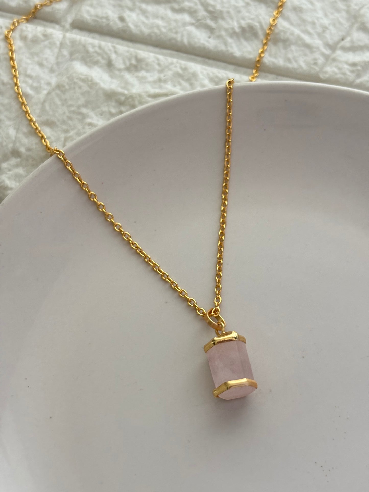 Kate Color Natural stone Necklace -Brass