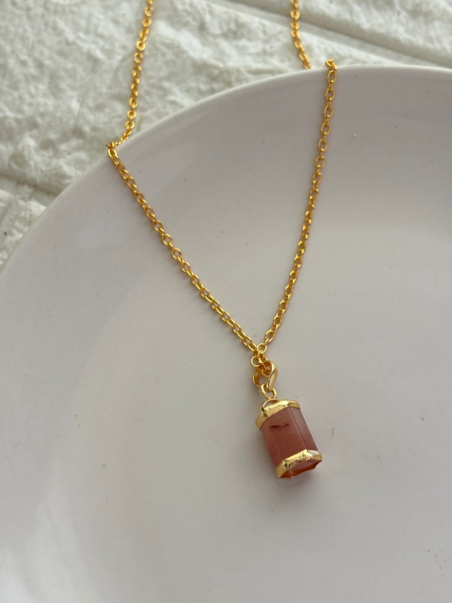 Kate Color Natural stone Necklace -Brass
