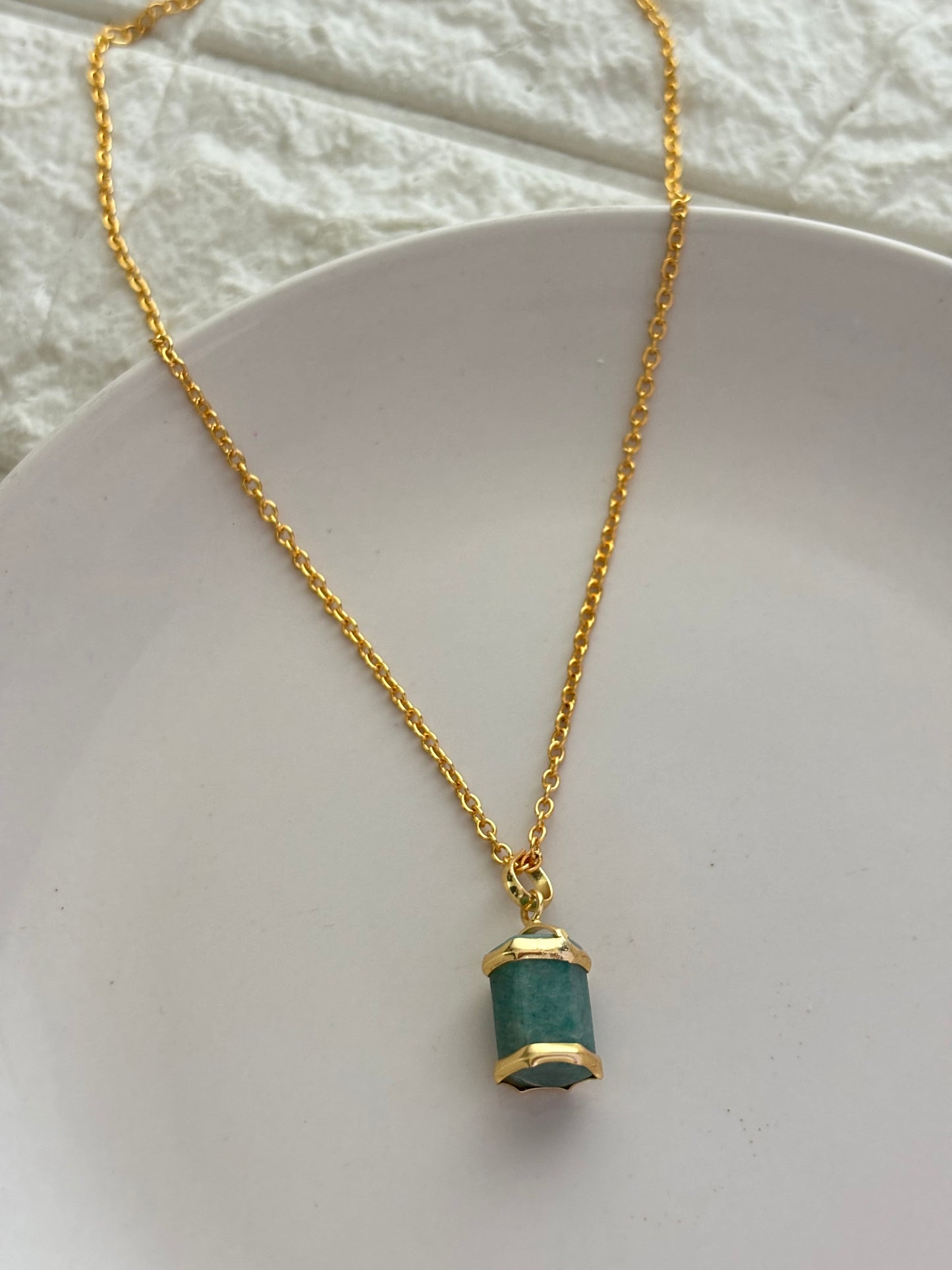 Kate Color Natural stone Necklace -Brass
