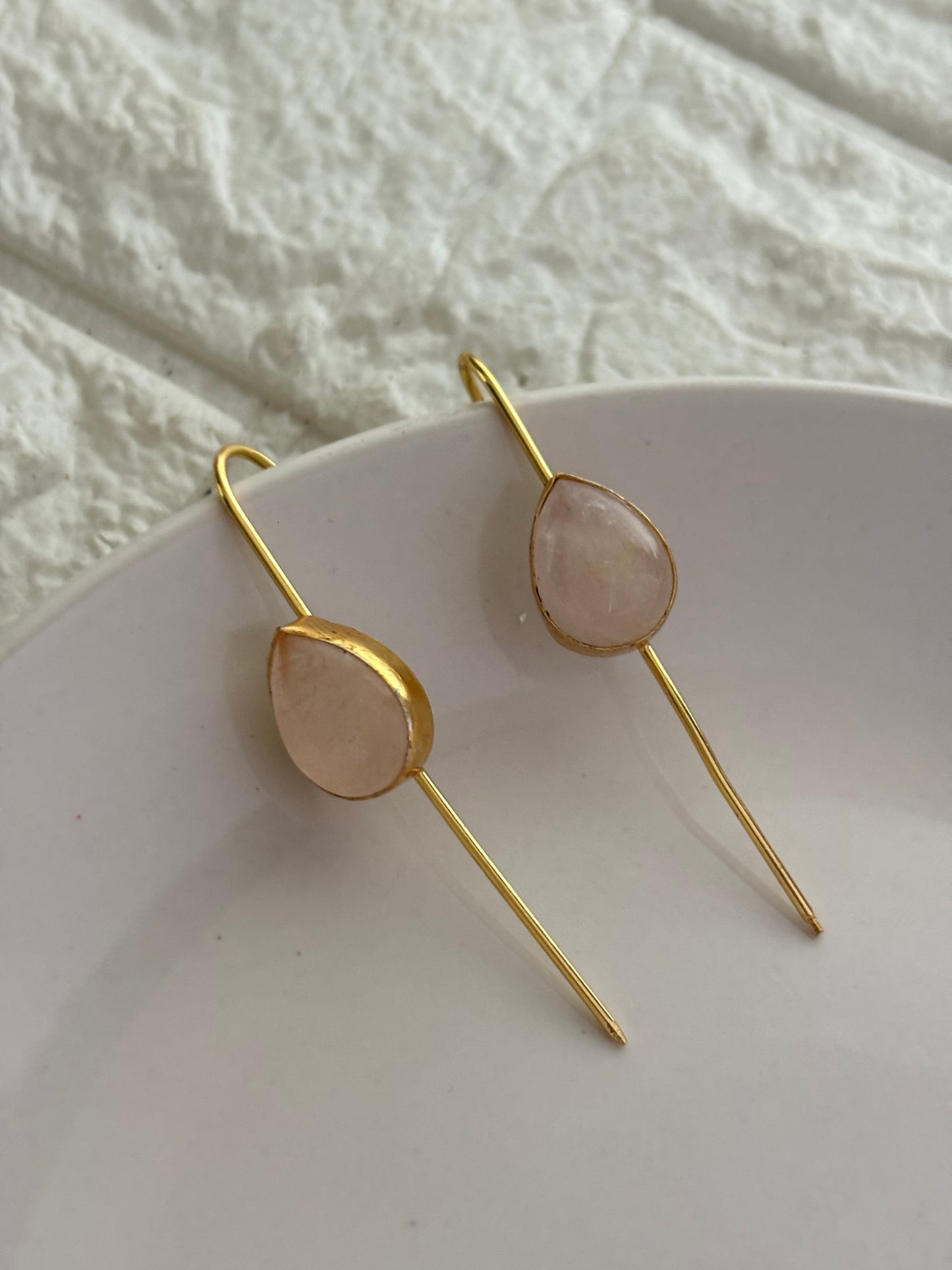 Natural stone Earcuff -Brass