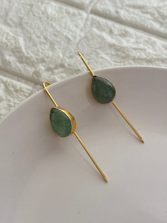 Natural stone Earcuff -Brass