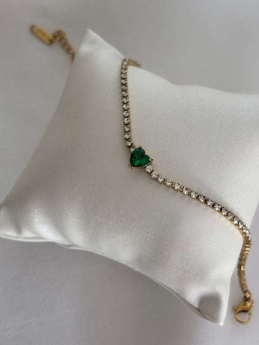 Emerald heart tennis Bracelet
