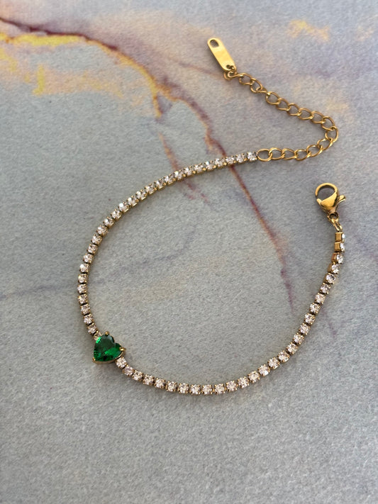Emerald heart tennis Bracelet