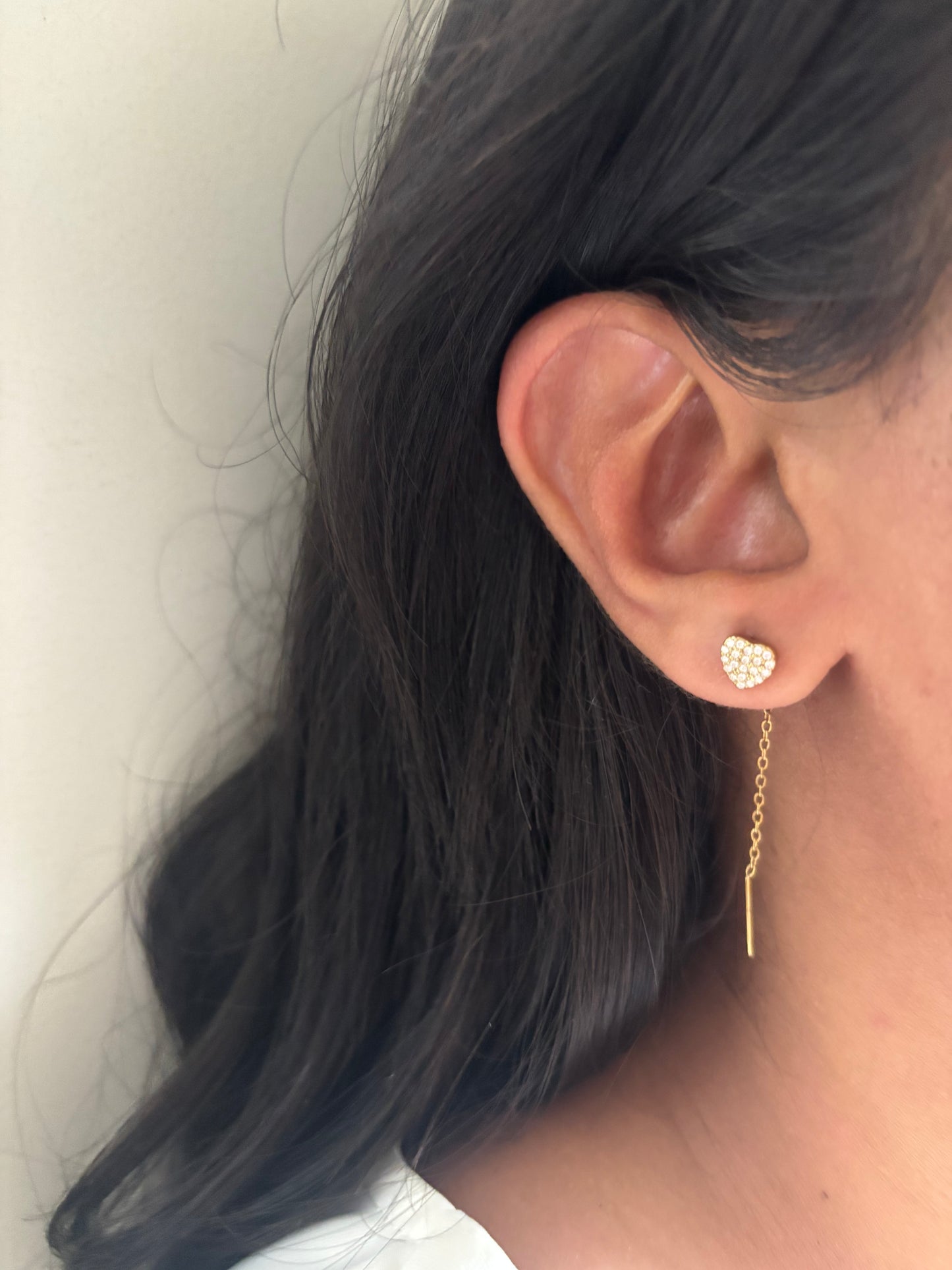 Mini Heart Needle Earring