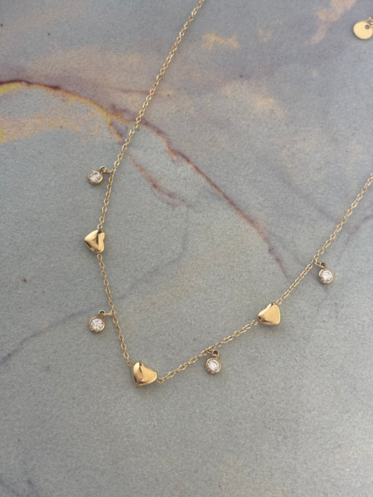 Studded Heart Charm Necklace