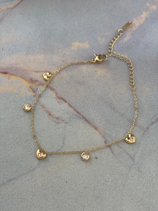 Studded Mini Heart Charm Bracelet