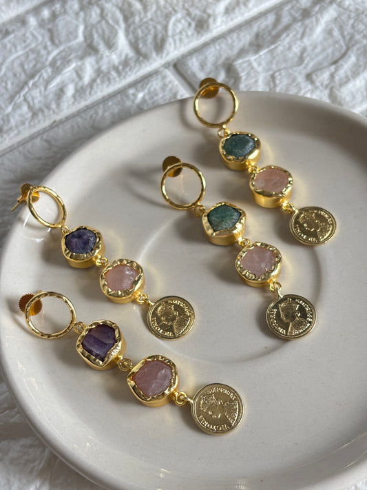 Victoria Natural Stone Dangler- Brass