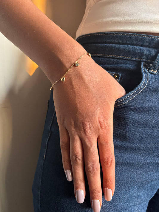 Studded Mini Heart Charm Bracelet