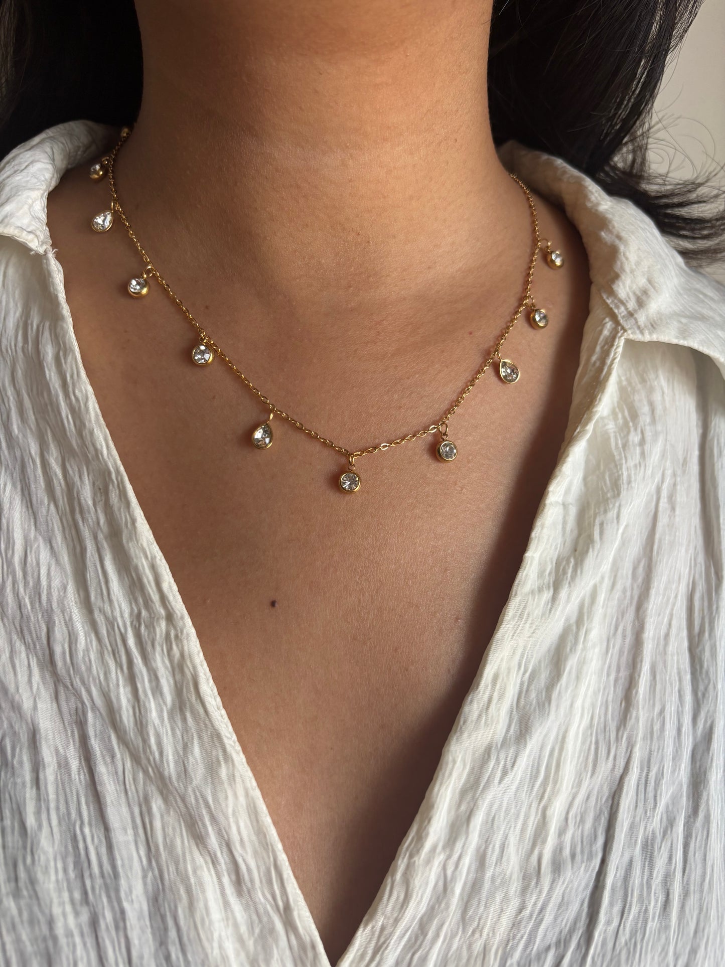 Clear Charm Drop Necklace