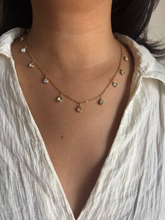 Clear Charm Drop Necklace