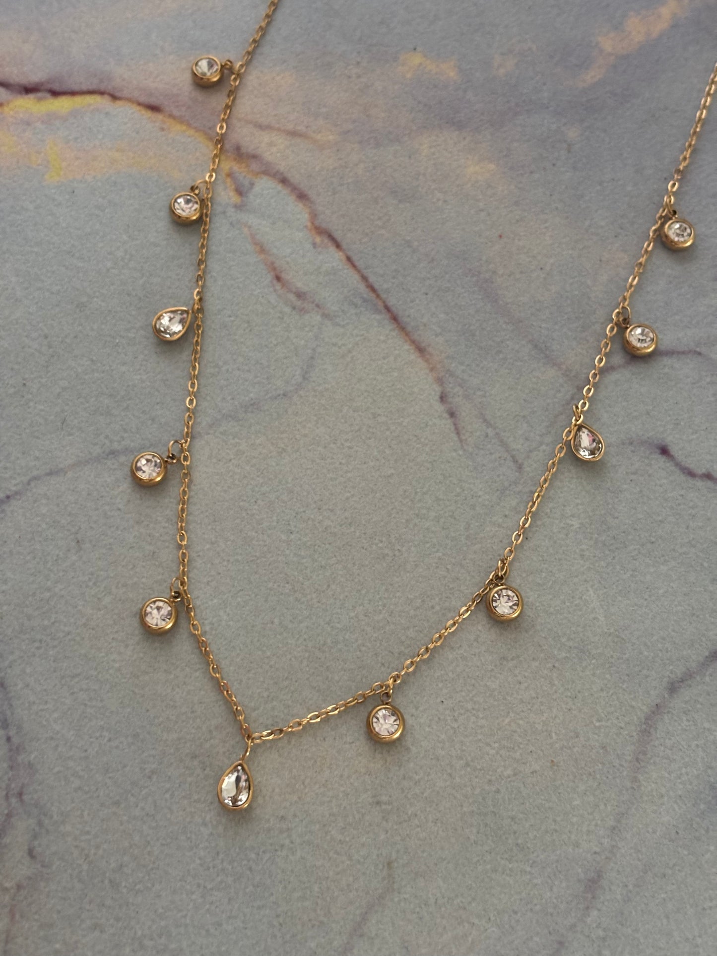 Clear Charm Drop Necklace