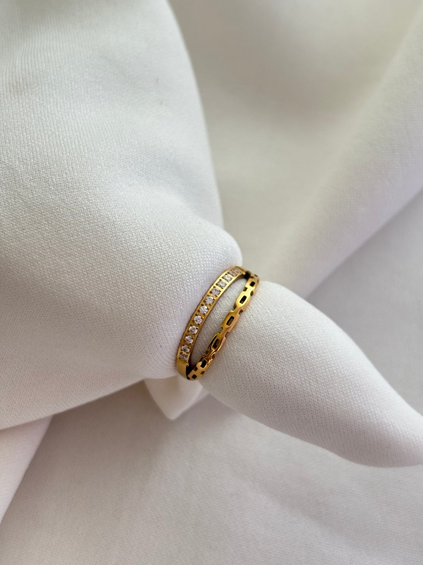 Parallel Studded Cuban Ring