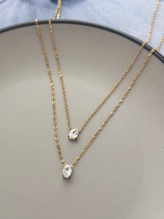 Oval Drop Solitaire Necklace