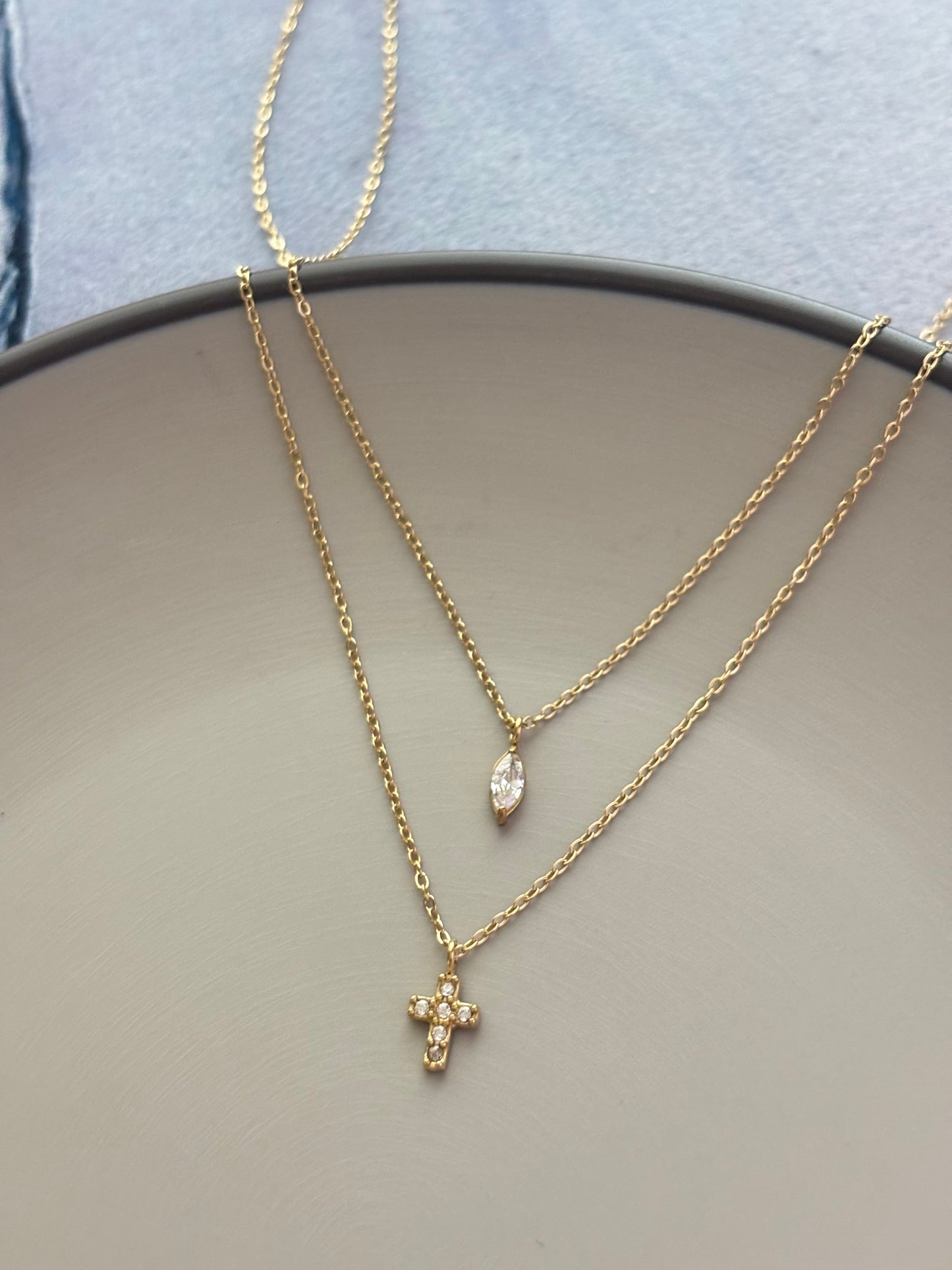 Dainty Layered Cross Necklace