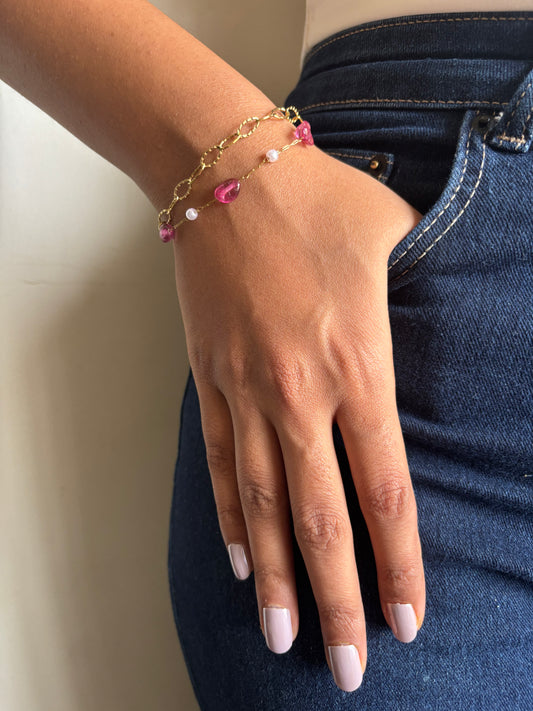 Mauve Crystal Cuban Bracelet