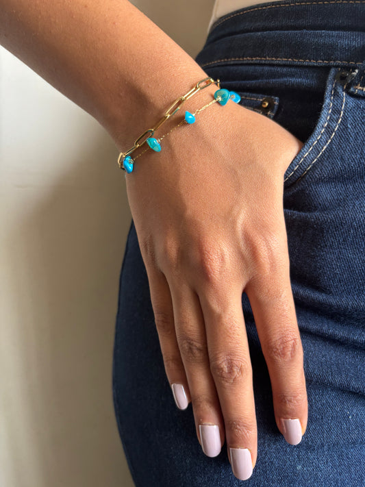 Blue Pebble Cuban Bracelet