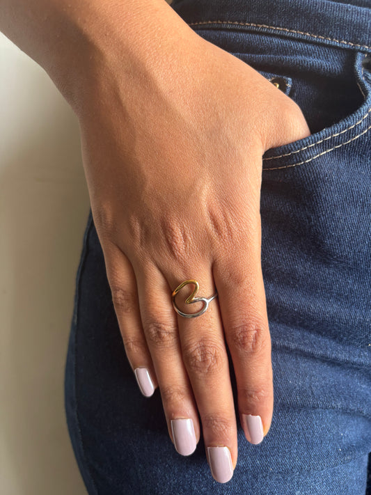 Heart Cut-out dual Tone Ring (Size-7)