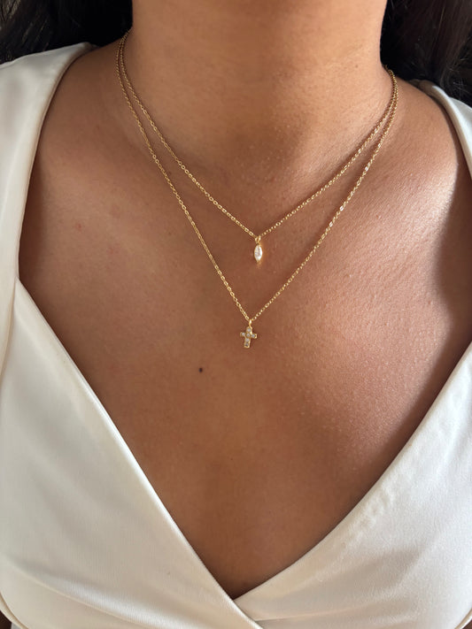 Dainty Layered Cross Necklace