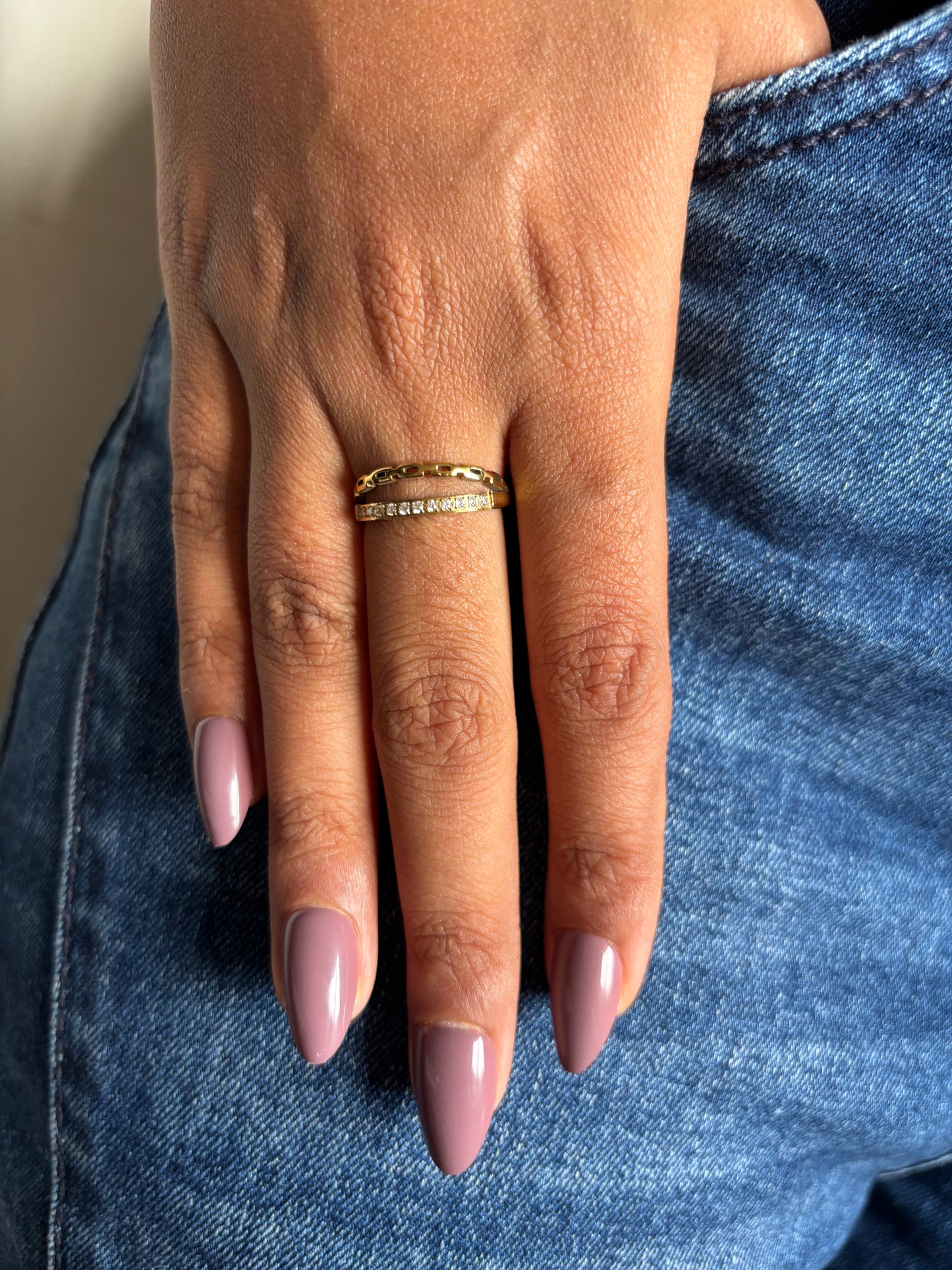Parallel Studded Cuban Ring