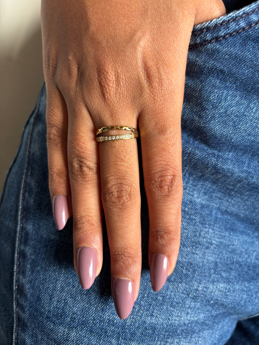 Parallel Studded Cuban Ring