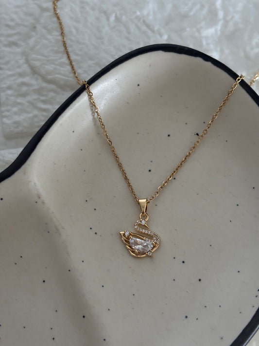 Studded Swan Necklace