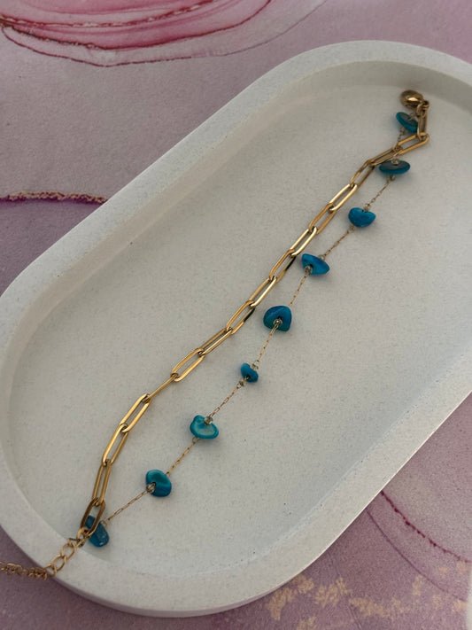 Blue Pebble Cuban Bracelet