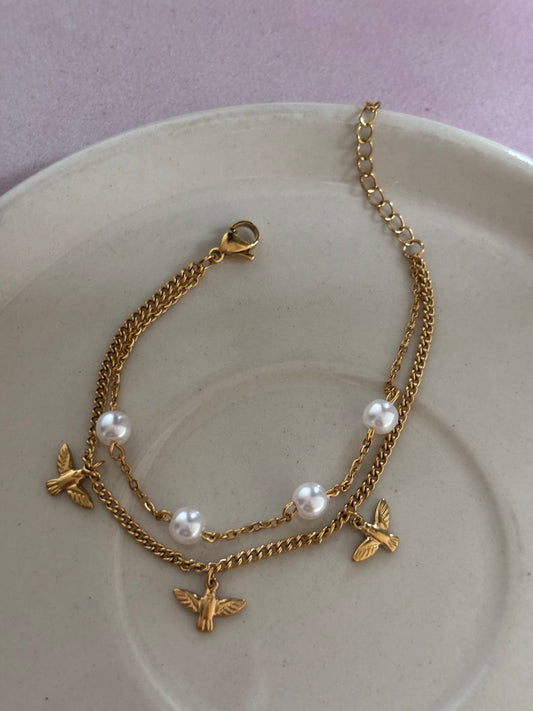 Pheonix Pearl Layered Bracelet