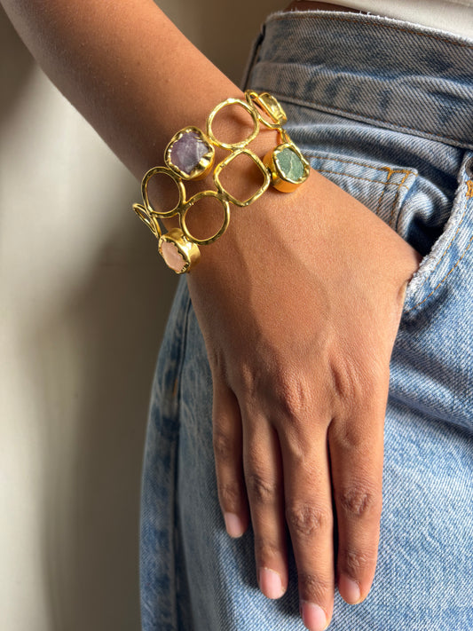 Maze Colorful Adjustable Cuff- Brass