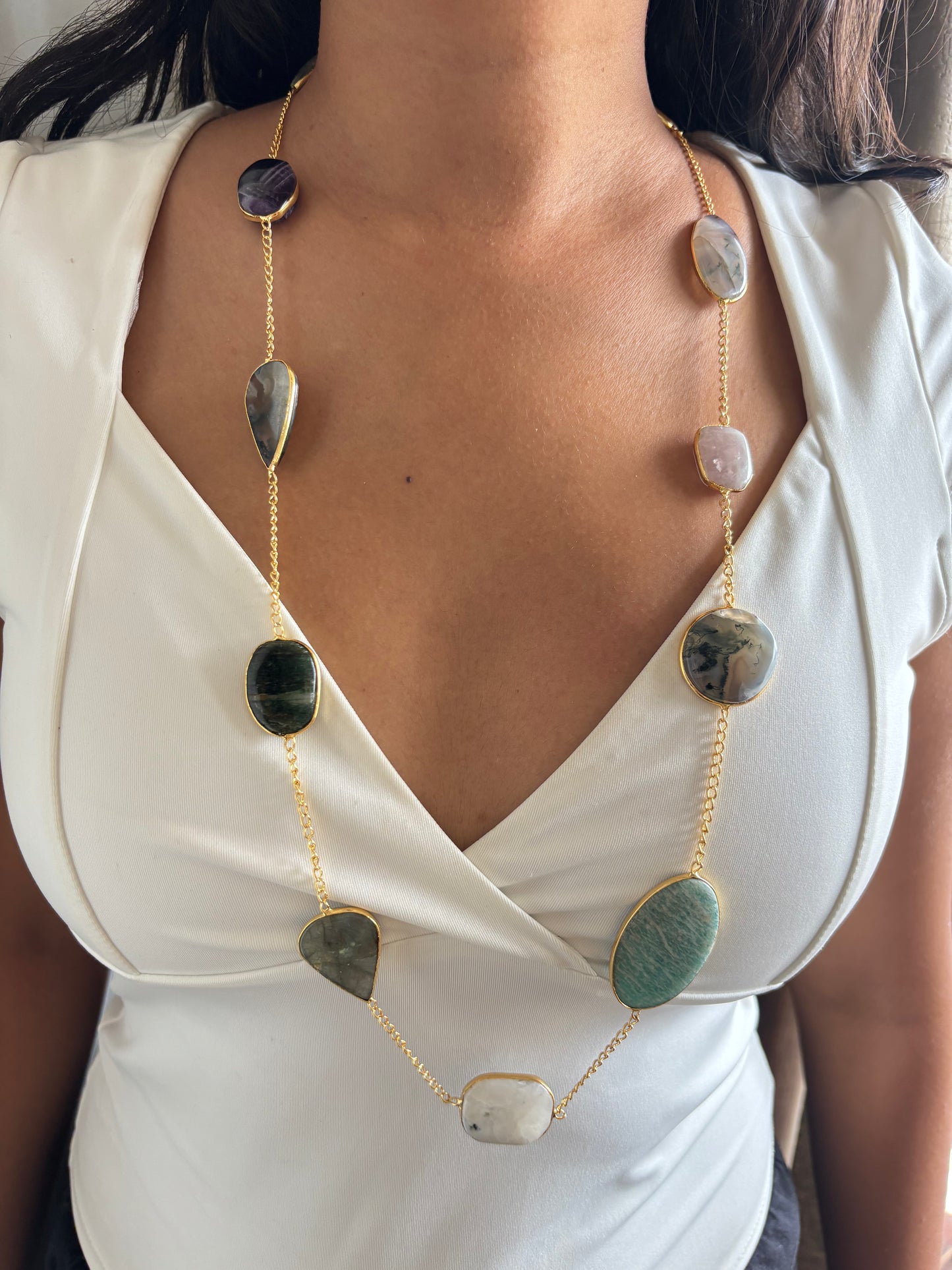 Megan Multi-color Stone- Brass