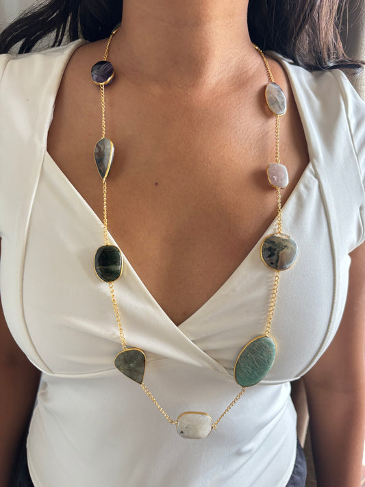 Megan Multi-color Stone- Brass