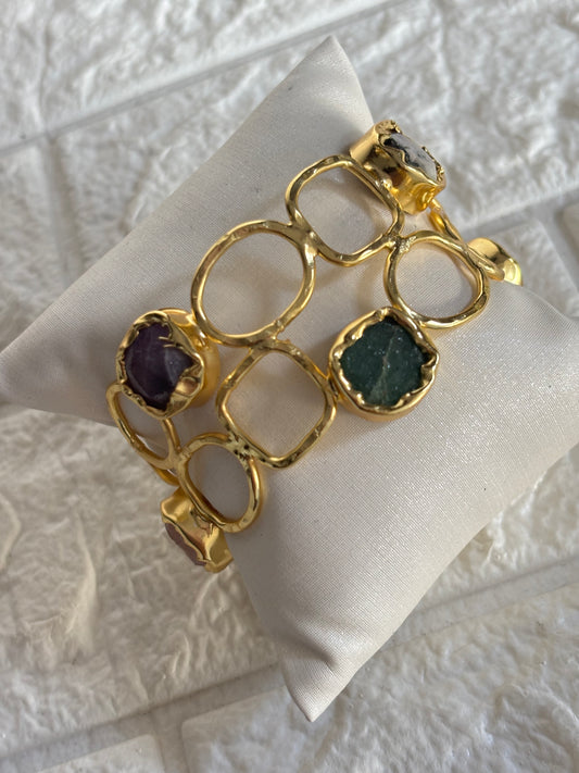 Maze Colorful Adjustable Cuff- Brass