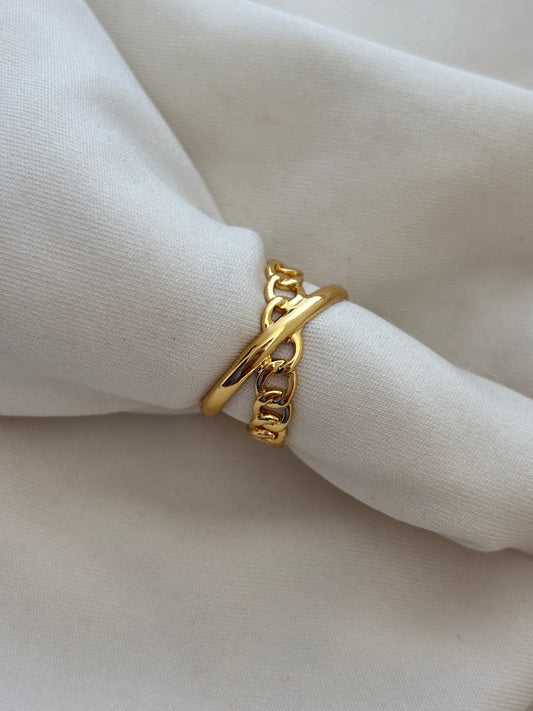 Cross-over Cuban Adjustable Ring