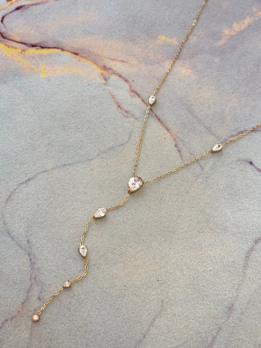 Pear Drop Studded Y Necklace