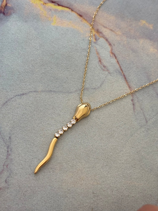 Swirl Studded Snake Necklace