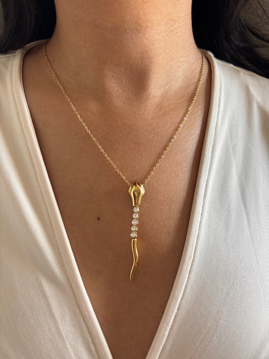 Swirl Studded Snake Necklace