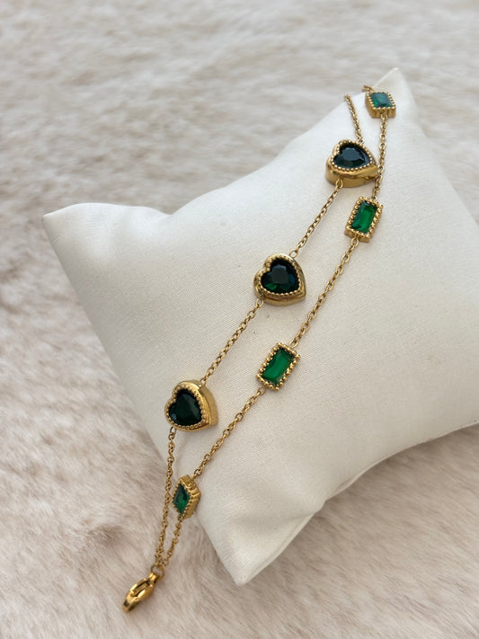 Emerald Heart Layered Bracelet