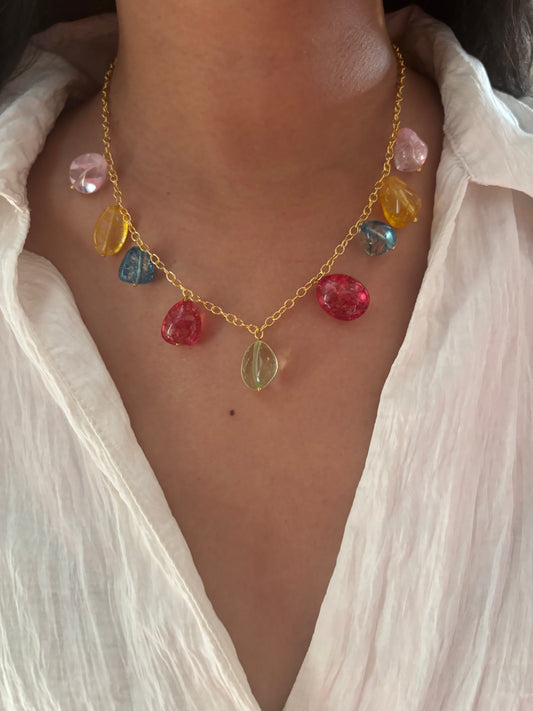 Multicolor Gemstone Set - Brass