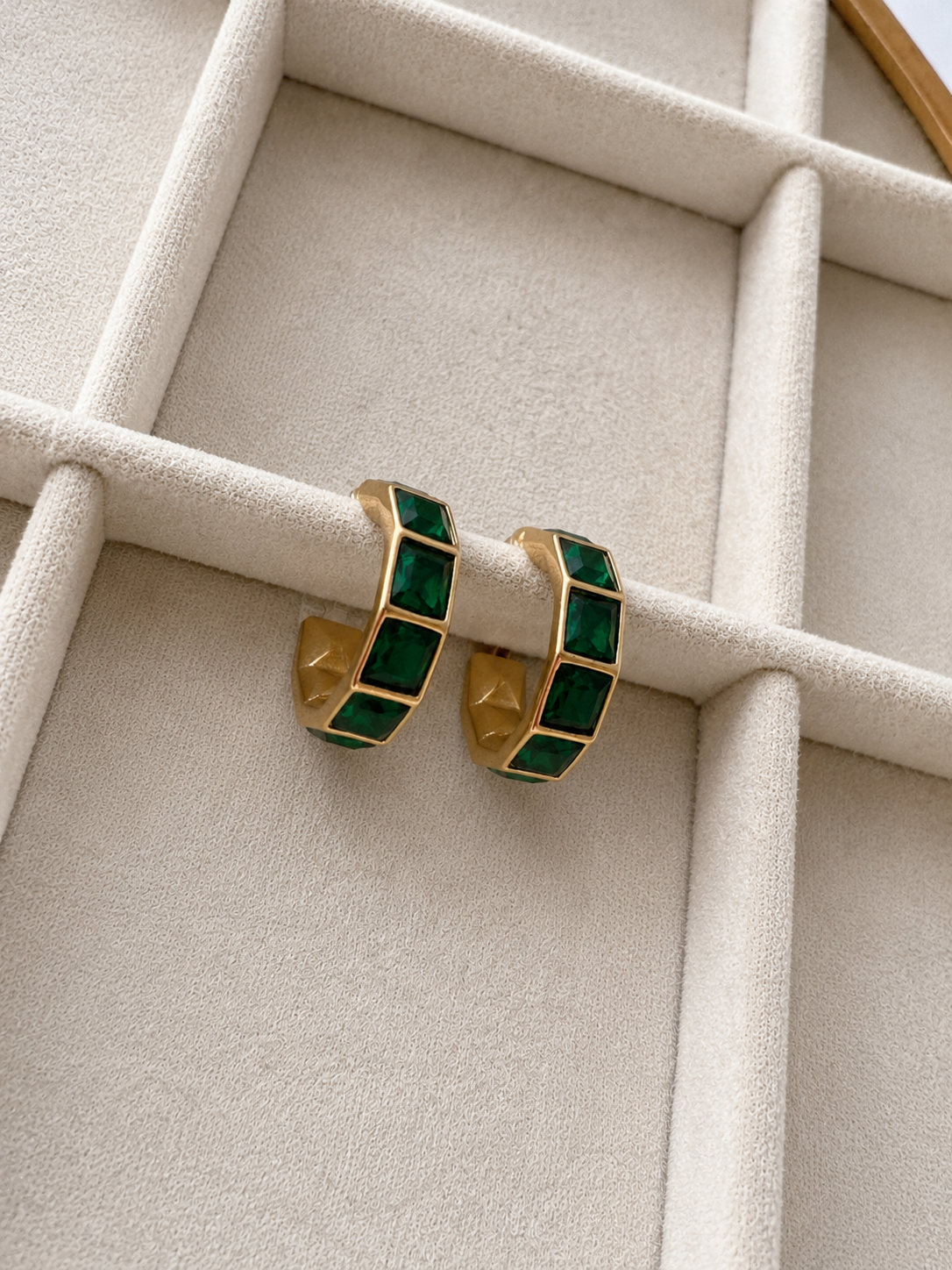 Emerald Studded Hoops